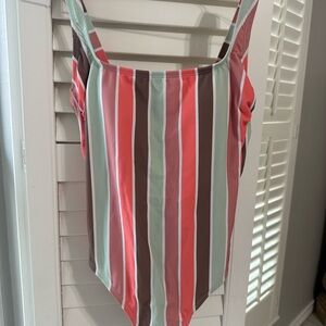 Kona Sol Pink and Green One Piece Swimsuit